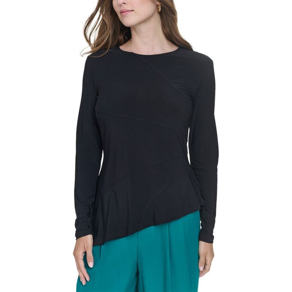 Halston Womens Jersey Top, Black